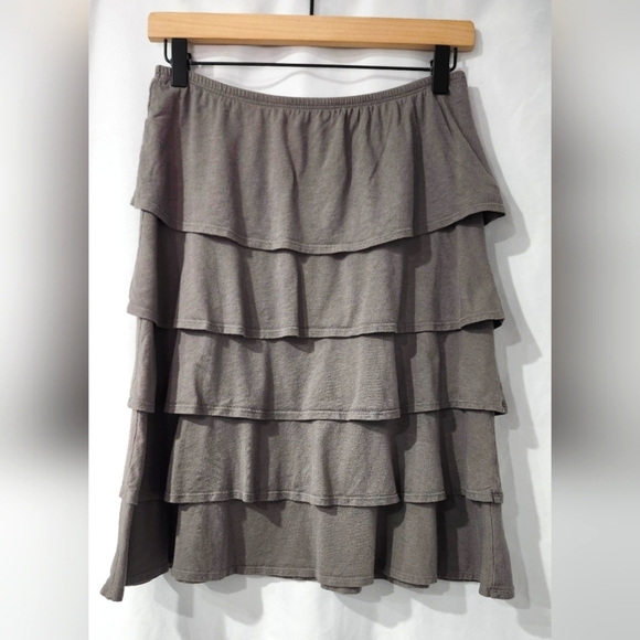 Garnet Hill Womens Ruffle Mini Skirt Size XS Gray Flutter Fairygrunge Whimsigoth - Picture 1 of 6